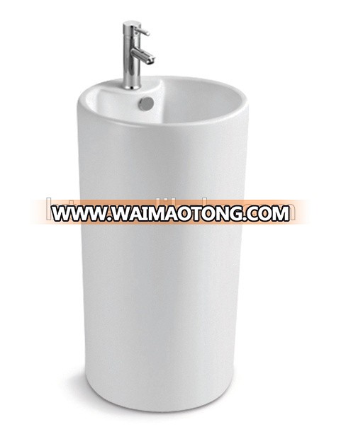 Sanitary ware bathroom one-piece ceramic semi pedestal basin