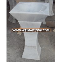 Factory white marble carrara pedestal sink for Bathroom Use